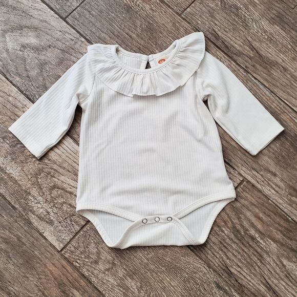 SHEIN Other - Shein Ribbed Bodysuit with Ruffle Neckline Size 3-6 Months